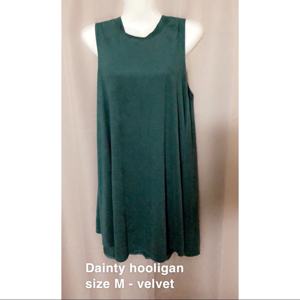 Green velvet mini dress